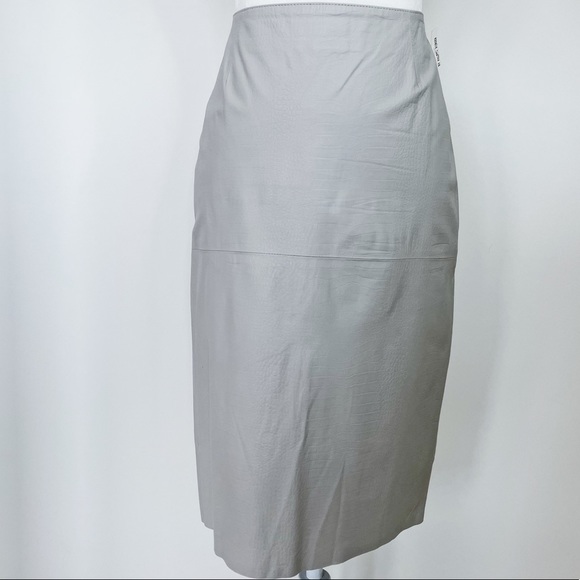 NWT By MALENE BIRGER Gray Embossed Leather Pencil Skirt - Picture 6 of 14